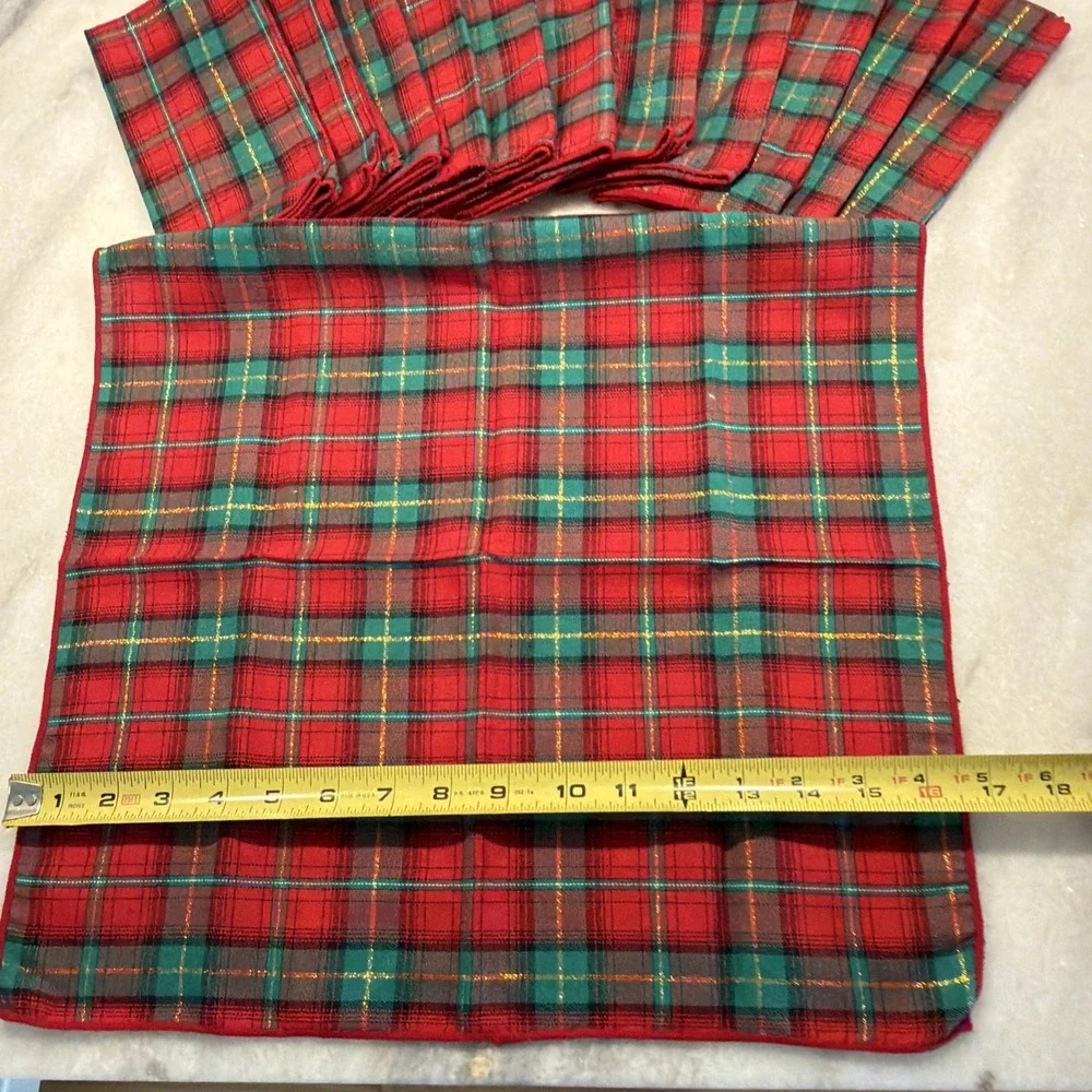 Set of 12 Vintage Classic Red Tartan Plaid Christmas Napkins GWB001